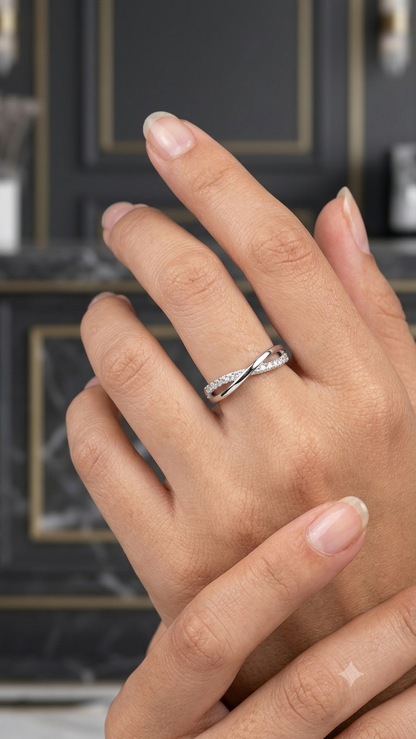 Elegant Intertwined Infinity Cross Ring in Sterling Silver