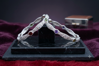 Navratna-Inspired Multi-Gemstone Kids Silver Bangle Pair for 2 to 4 year age