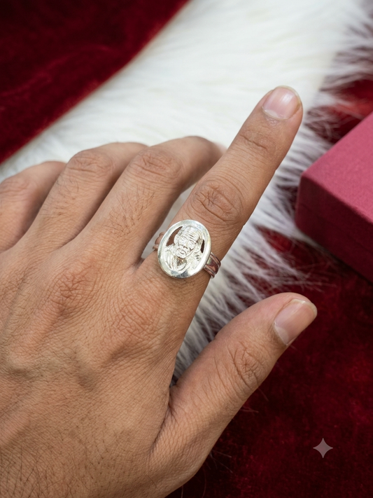 Silver sai baba Ring – Spiritual Statement Ring for Men