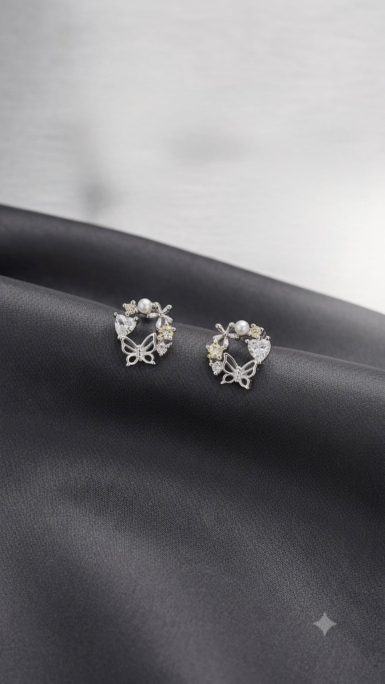 Aavika Zevar Sparkling CZ Teardrop Pearl Earrings | Premium Silver Jewelry for Girls