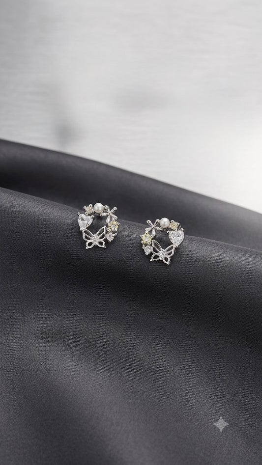 Aavika Zevar Sparkling CZ Teardrop Pearl Earrings | Premium Silver Jewelry for Girls