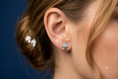 Elegant Queen heart CZ Stone Studded Tops Earrings