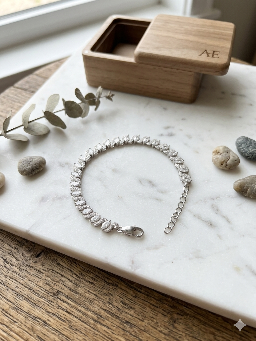 Silver Adjustable Tennis Bracelet for Women