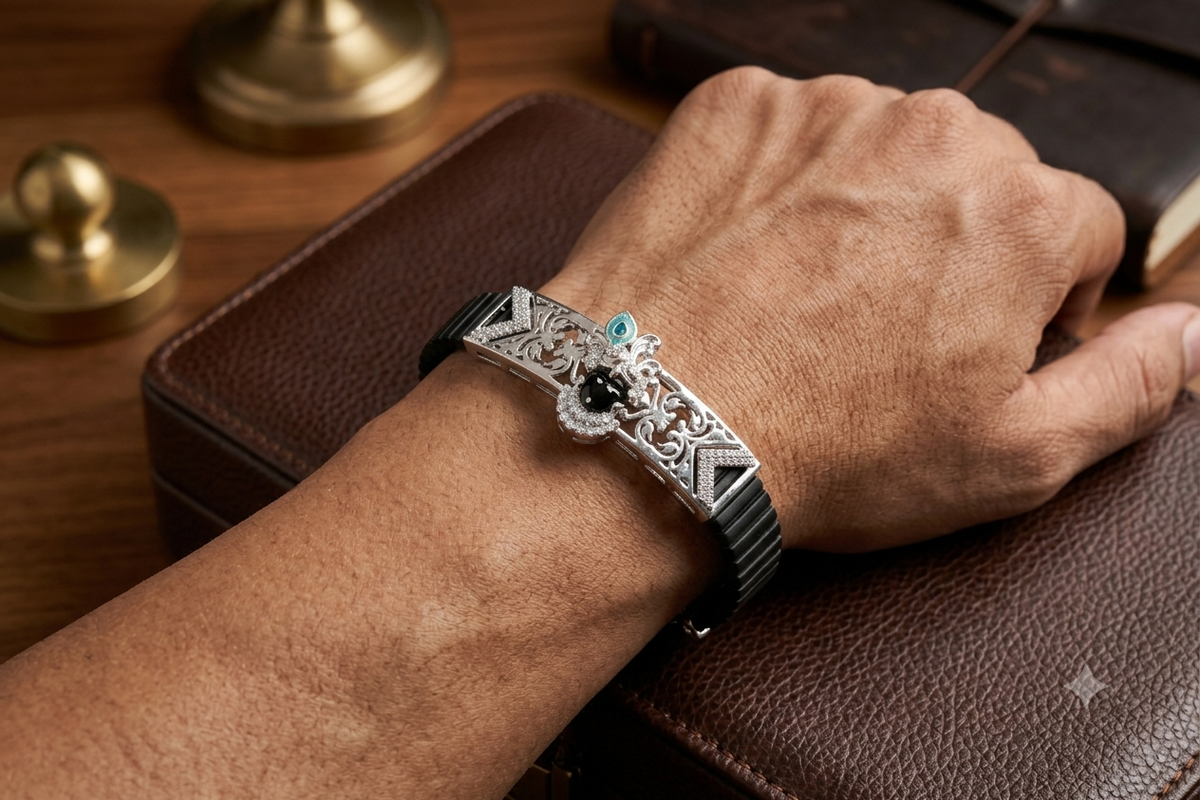 Stylish Rolex-Style Belt with Silver shreenathji – Men's Fashion Accessory
