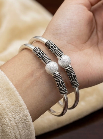 Silver Born Baby Kada / Nazariya Bangles (Pair) – Size 1.5