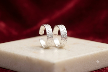 Traditional 925 Silver Filigree Swirl Pattern Adjustable Toe Ring Pair (Bichhiya)