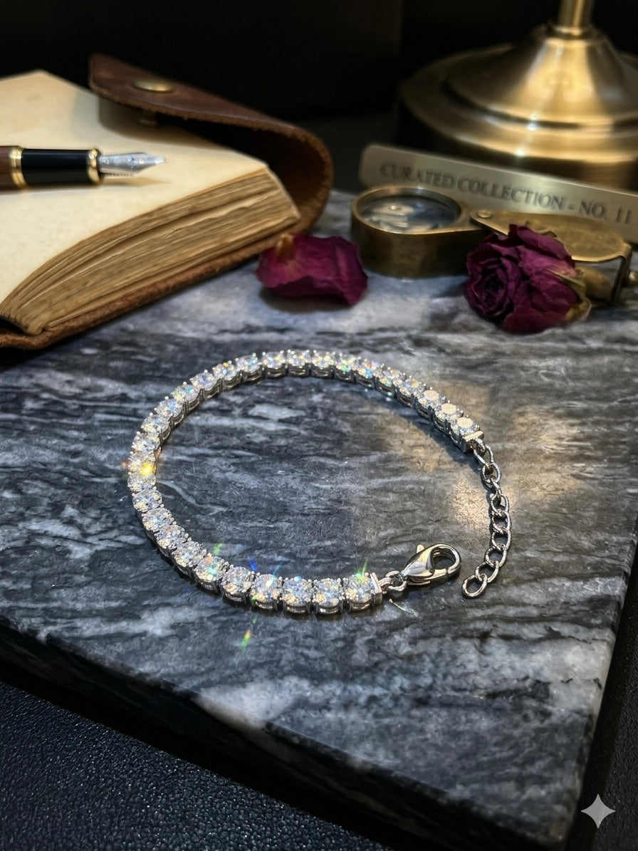 Silver Adjustable Tennis Bracelet for Women