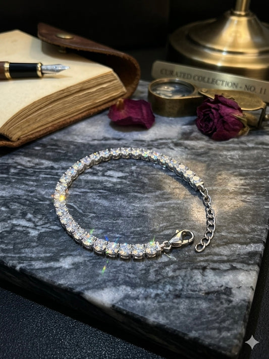 Silver Adjustable Tennis Bracelet for Women