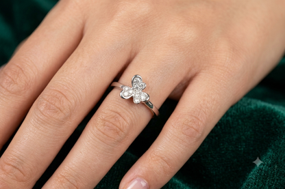 Aavika Zevar Floral  Sterling Silver Ring | Intricate floral Style Pavé Ring for Women | Romantic Gift for Her