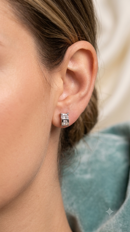925 Silver stud Pendant Necklace with Sparkling earring
