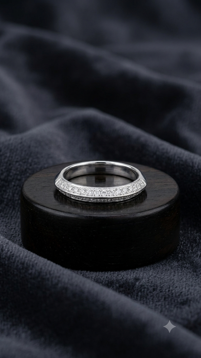 Full Diamond Knife-Edge Eternity in Sterling Silver
