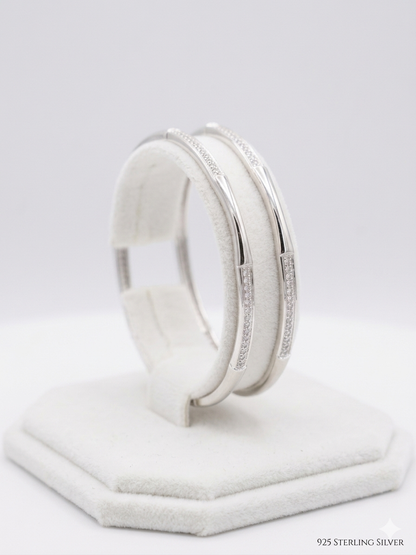 Aavika Zevar Sterling Silver Rhodium-Plated Textured Bangle for Women