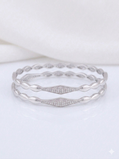Aavika Zevar Sterling Silver Rhodium-Plated Textured Bangle for Women