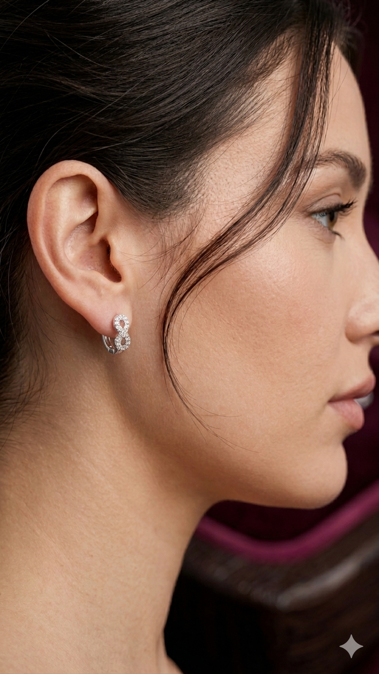 925 Sterling Silver Infinity Hoop Earrings | Aavika Zevar Diamond & CZ Bali