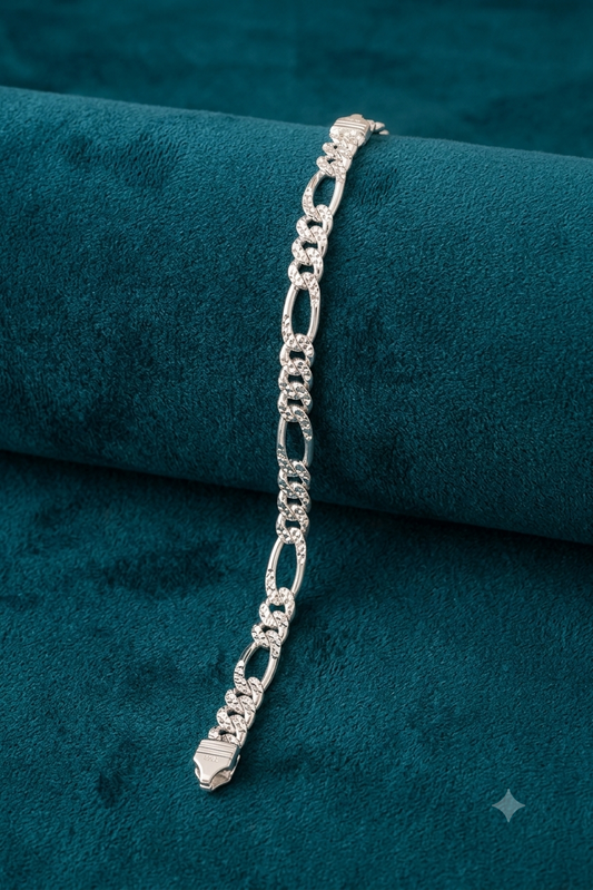 925 Sterling Silver Figaro Link Bracelet for Men (7mm)