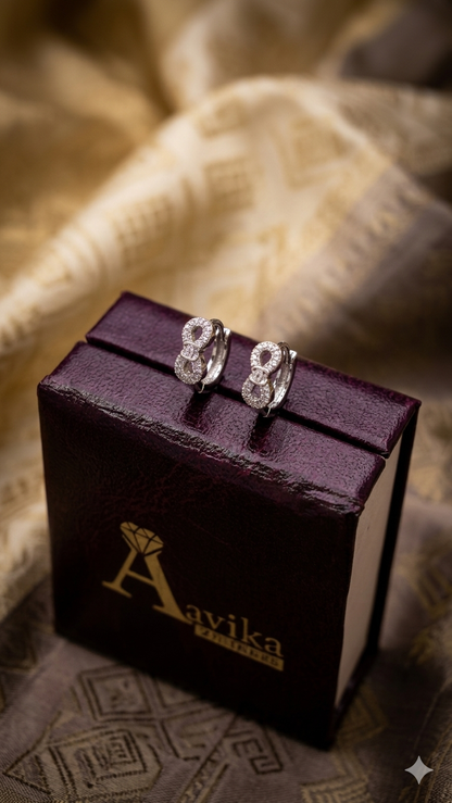 925 Sterling Silver Infinity Hoop Earrings | Aavika Zevar Diamond & CZ Bali