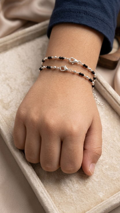 Italian silver 925 nazariya with Black beads