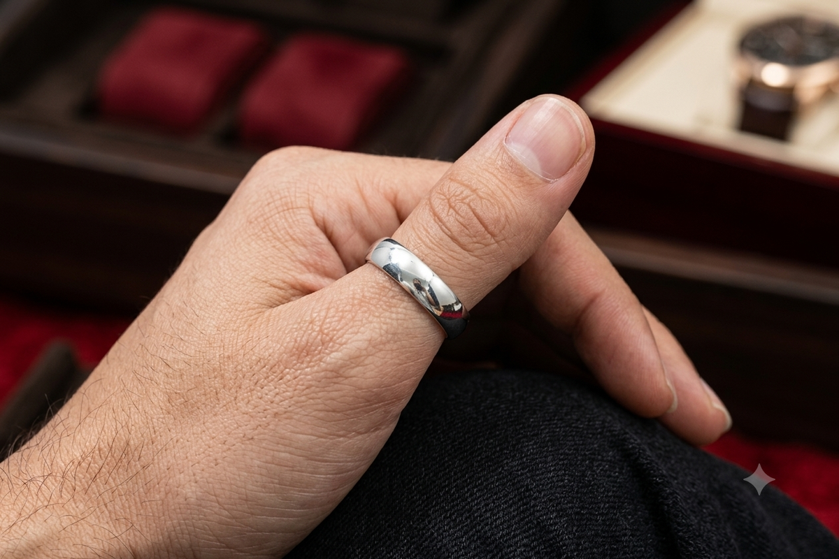 Premium Italian unisex Silver plane kada thumb Ring