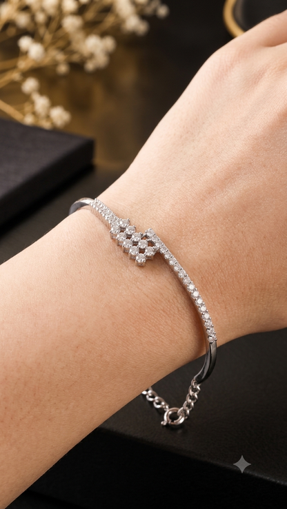 Geometric Starburst Cluster Silver Cuff