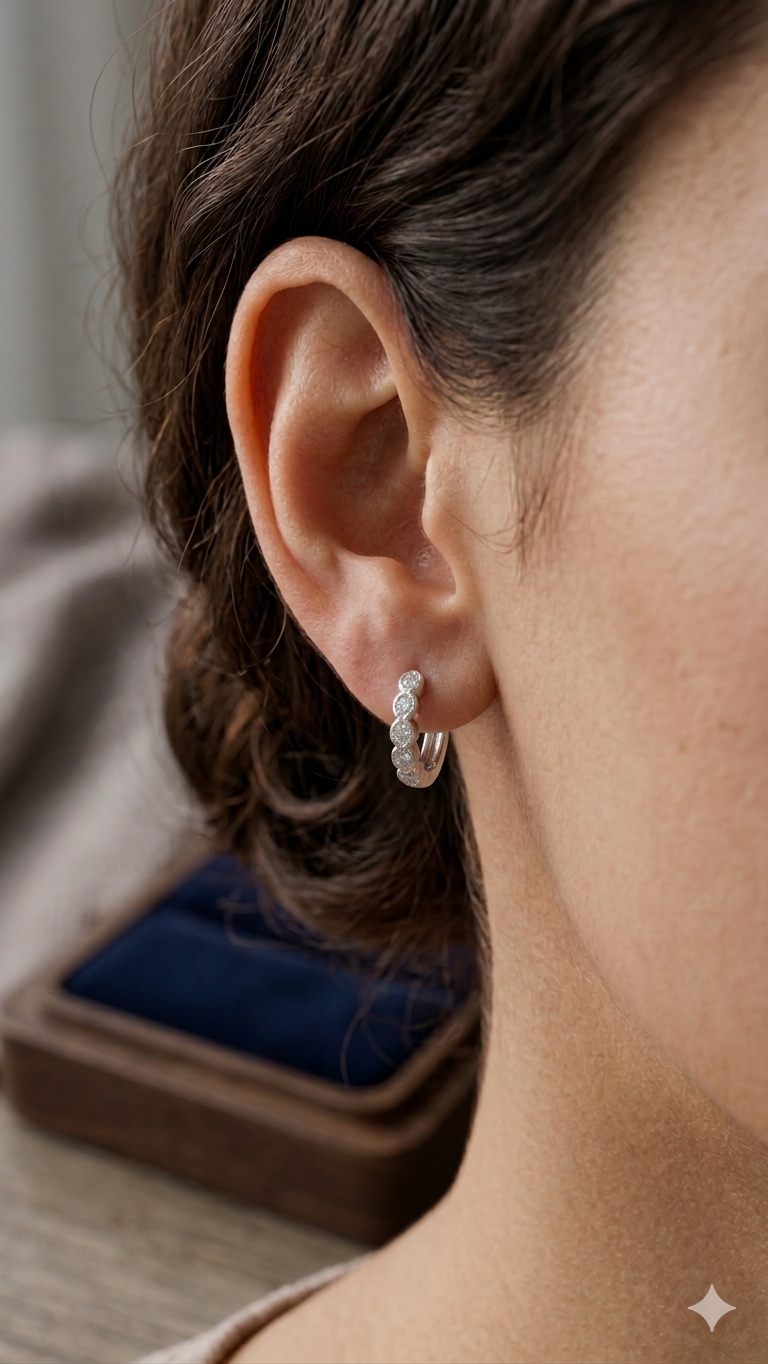 925 Sterling Silver Hoop Earrings | Aavika Zevar Diamond & CZ Bali