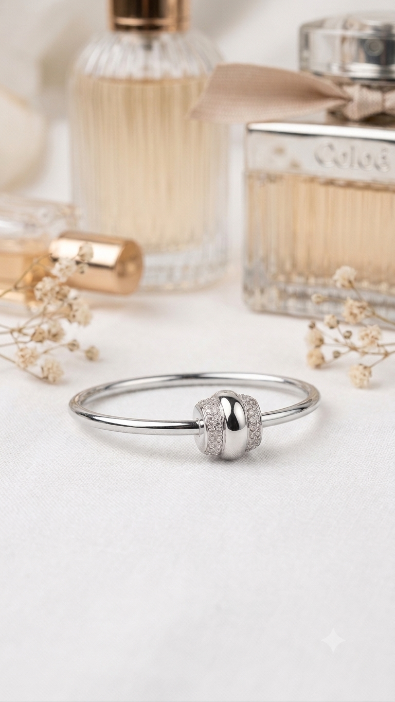Minimalist Silver Drum Charm Stackable Ring