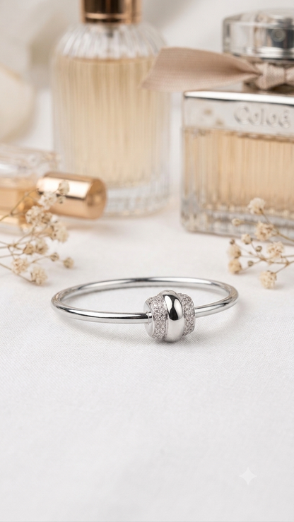 Minimalist Silver Drum Charm Stackable Ring