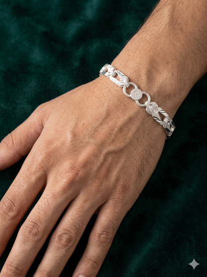 Elegant Men's Silver Franco Link ID Bracelet