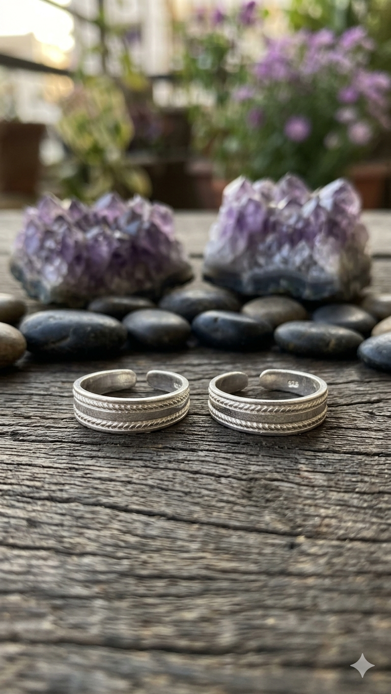 Aavika 925 Sterling Silver Toe Rings (Pair)