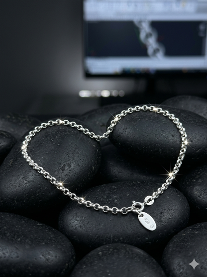 Sterling Silver press Chain Anklet pair