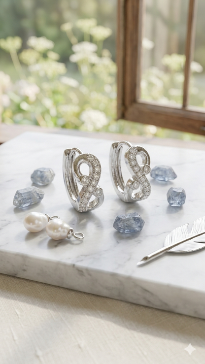 925 Sterling Silver Infinity Hoop Earrings | Aavika Zevar Diamond & CZ Bali