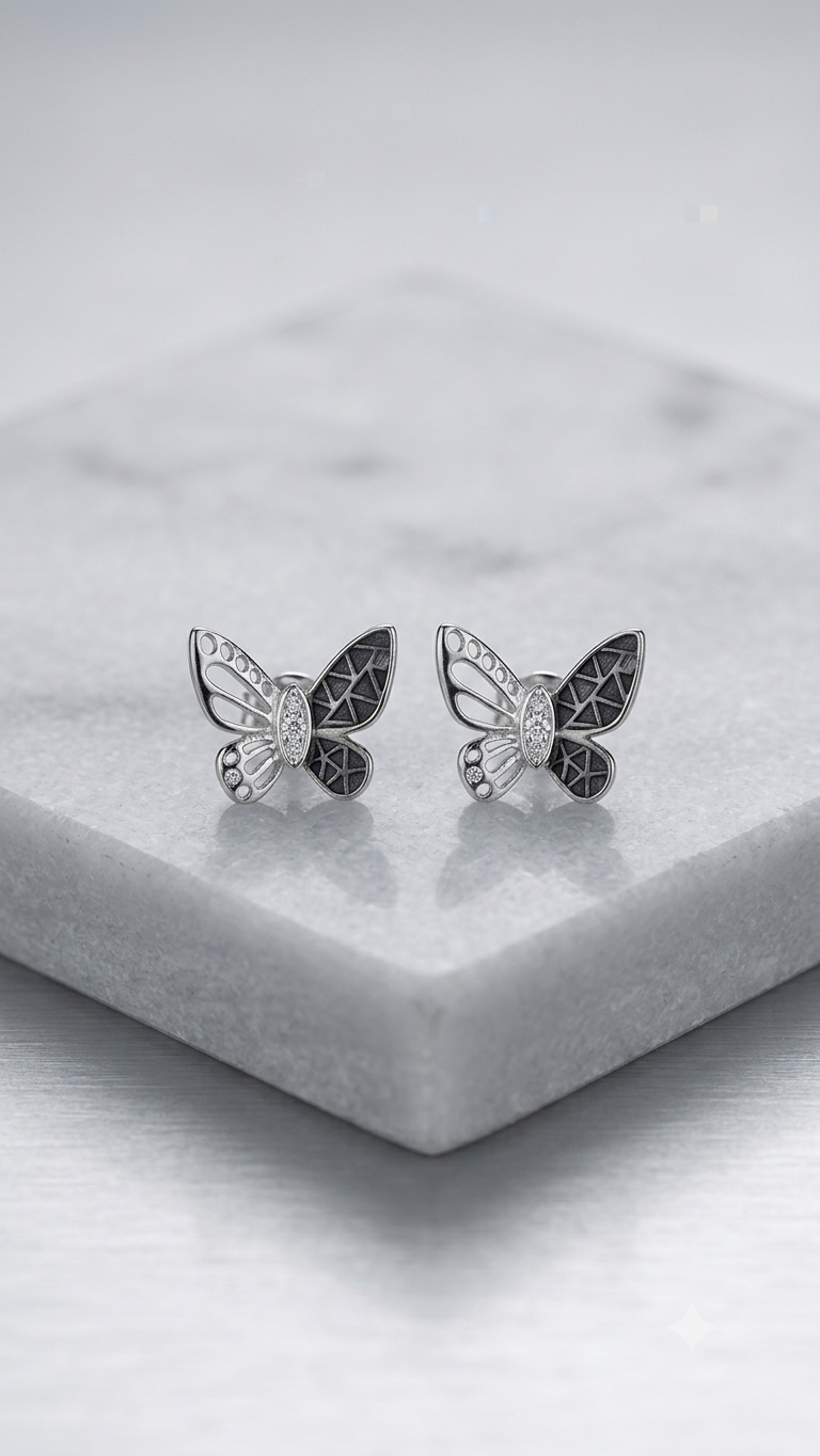 Aavika Zevar Sterling Silver butterfly Earrings for girls