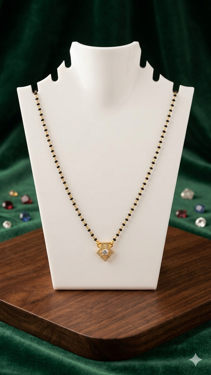 Aavika Zevar Gold Plated American Diamond Minimalist silver Mangalsutra