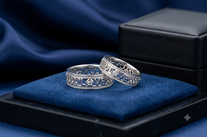 "LOVE" Inscription Sterling Silver Couple's Matching Ring Set