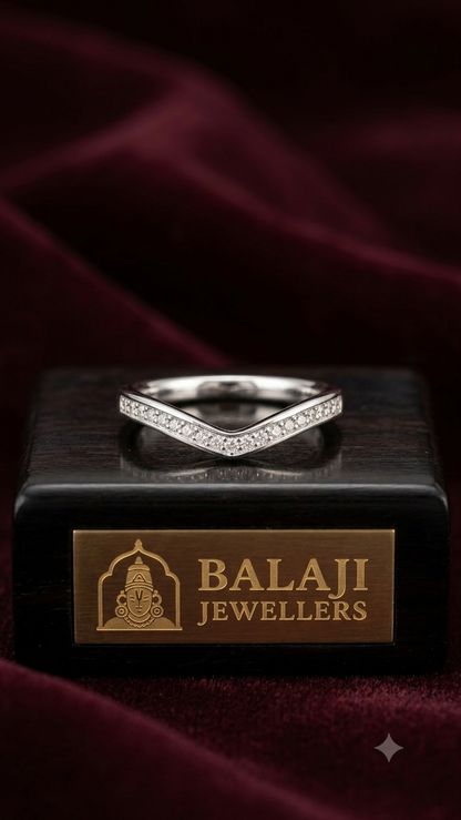 Classic Diamond Chevron Wishbone Ring in Sterling Silver