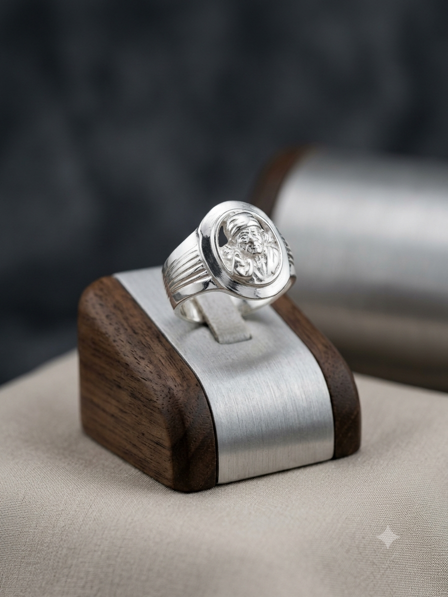 Silver sai baba Ring – Spiritual Statement Ring for Men