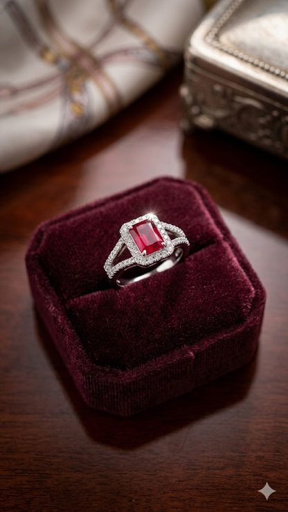 925 Sterling Silver pink soliter Ring for Women