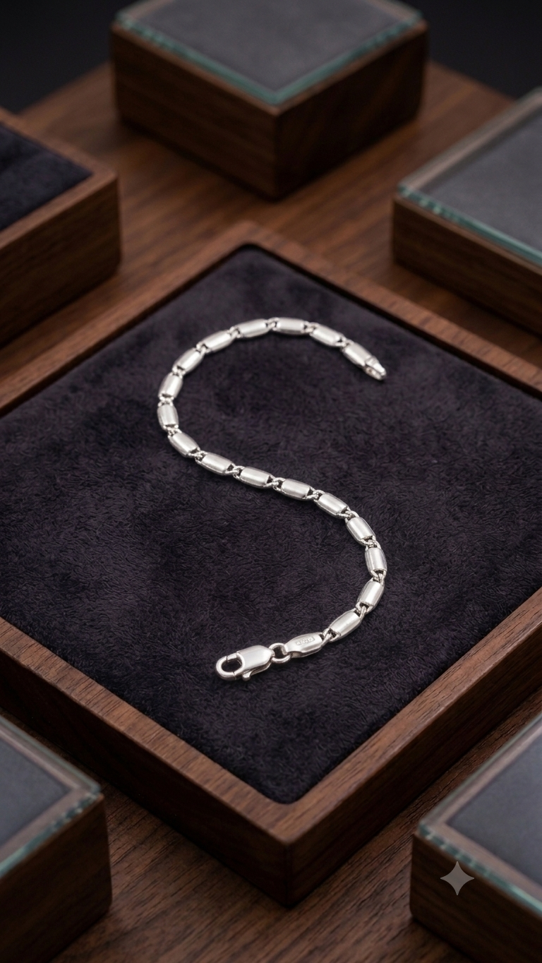 Silver Cylindrical Capsule Link Bracelet