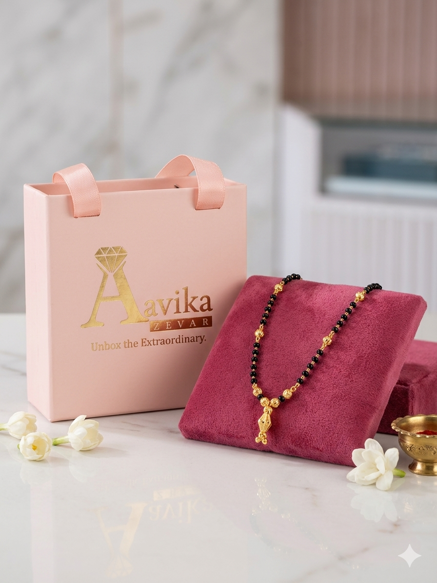 Premium Gold-Plated silver Mangalsutra with Fluted Gold Accent Beads