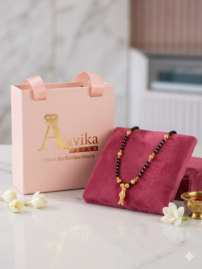 Premium Gold-Plated silver Mangalsutra with Fluted Gold Accent Beads