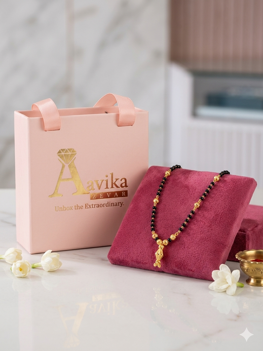 Premium Gold-Plated silver Mangalsutra with Fluted Gold Accent Beads