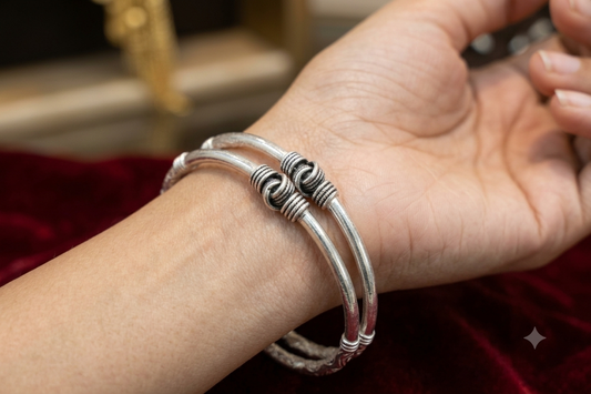 Antique Silver Knot Cuff Bangles / Tribal Kada (pair/single)