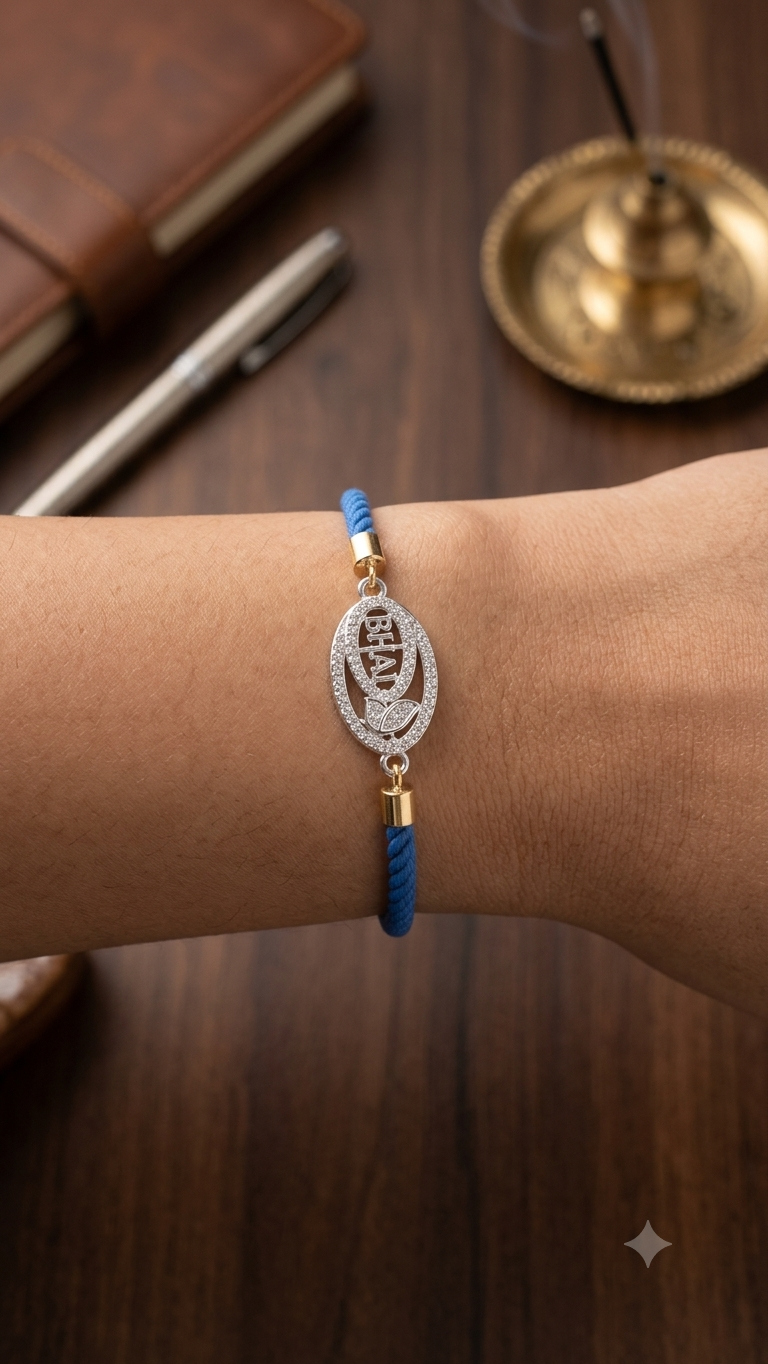 Silver brother letter rakhi