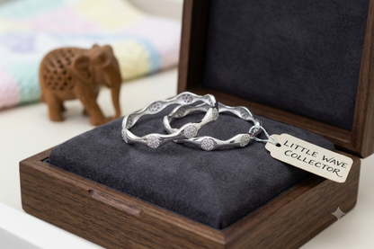 Moonlit Waves Silver Bangles for kids (Born Baby)