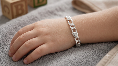Silver Baby Figaro Link Bracelet – Italian Keepsake Jewelry for Infants & Toddlers
