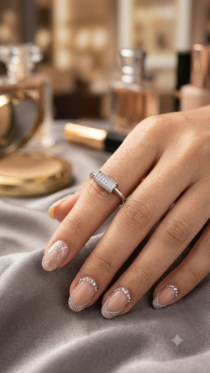 Minimalist Cylindrical Diamond Bar Ring in 925 Silver