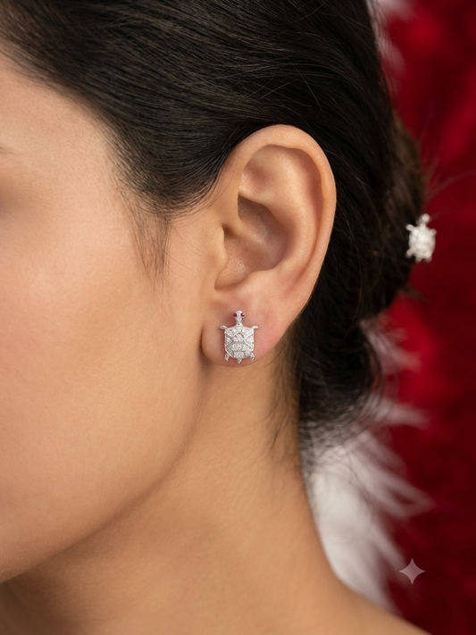 Turtle-Shaped Italian 925 Silver Tops Earrings