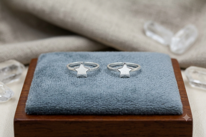 Pure Silver Matte Finish Star Toe Ring Set – Hypoallergenic Adjustable Daily Wear Bichiya