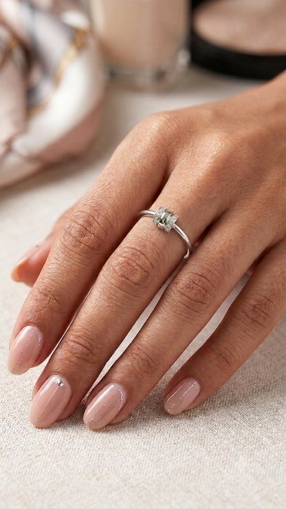 Minimalist Silver Drum Charm Stackable Ring