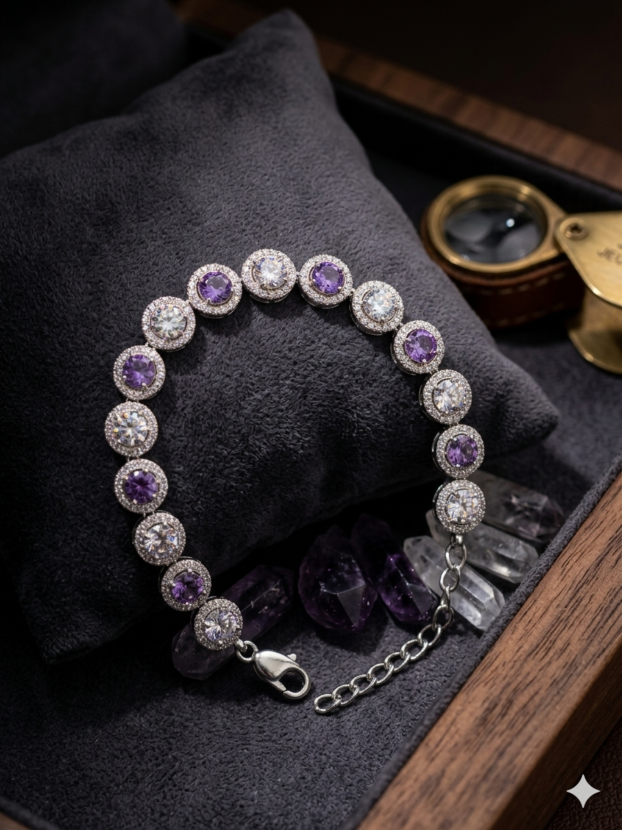 Silver Adjustable Tennis Bracelet for Women