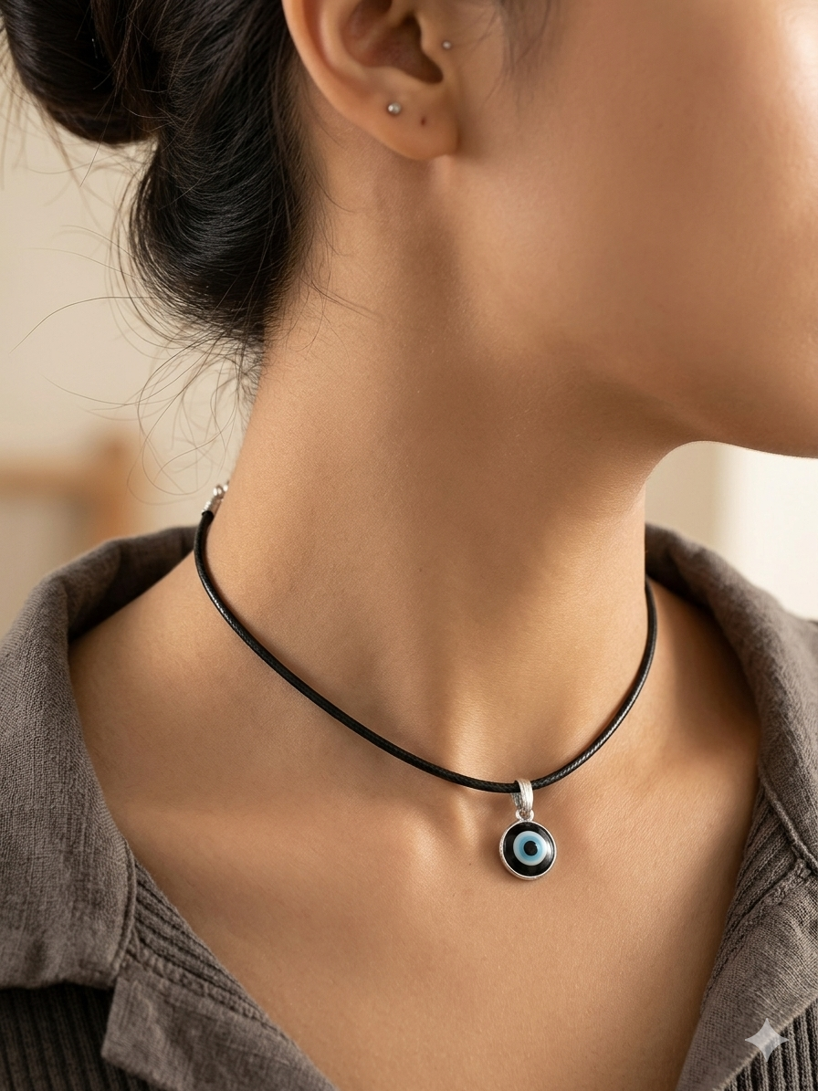 925 Sliver Unisex Evil Eye Pendant with black thred with premium box